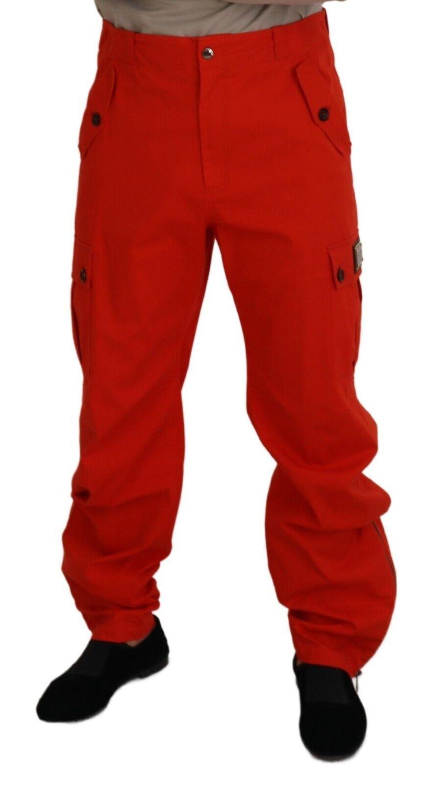 Dolce & Gabbana Elegant Red Cotton Blend Trousers - Arichezz.store