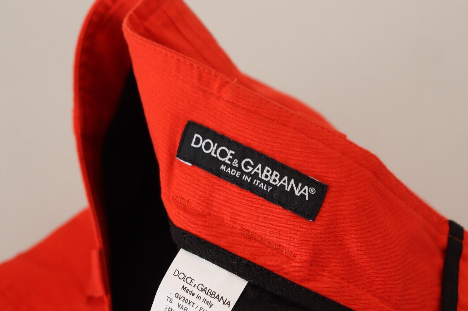 Dolce & Gabbana Elegant Red Cotton Blend Trousers - Arichezz.store