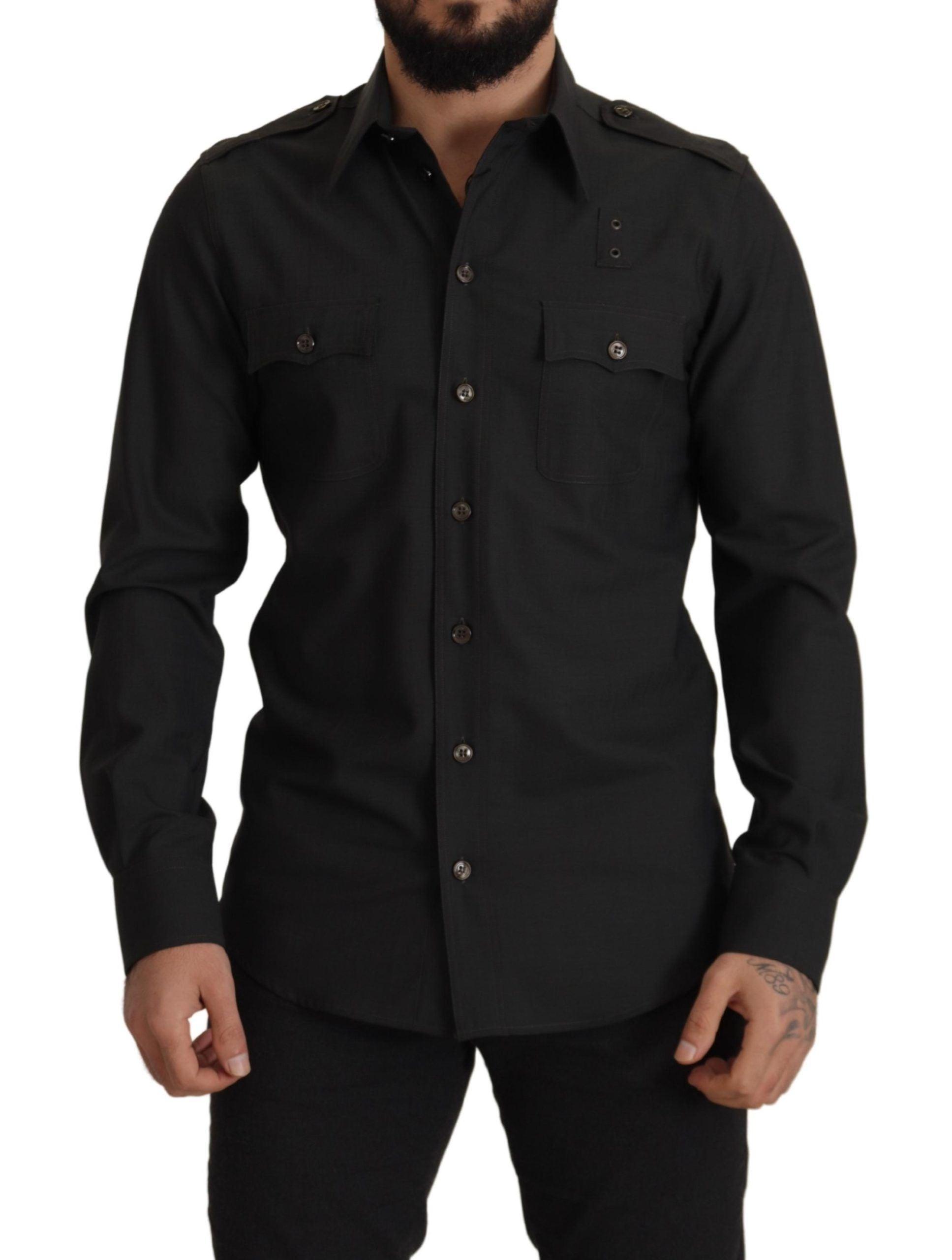 Dolce & Gabbana Elegant Slim Fit Dark Green Cotton Shirt - Arichezz.store