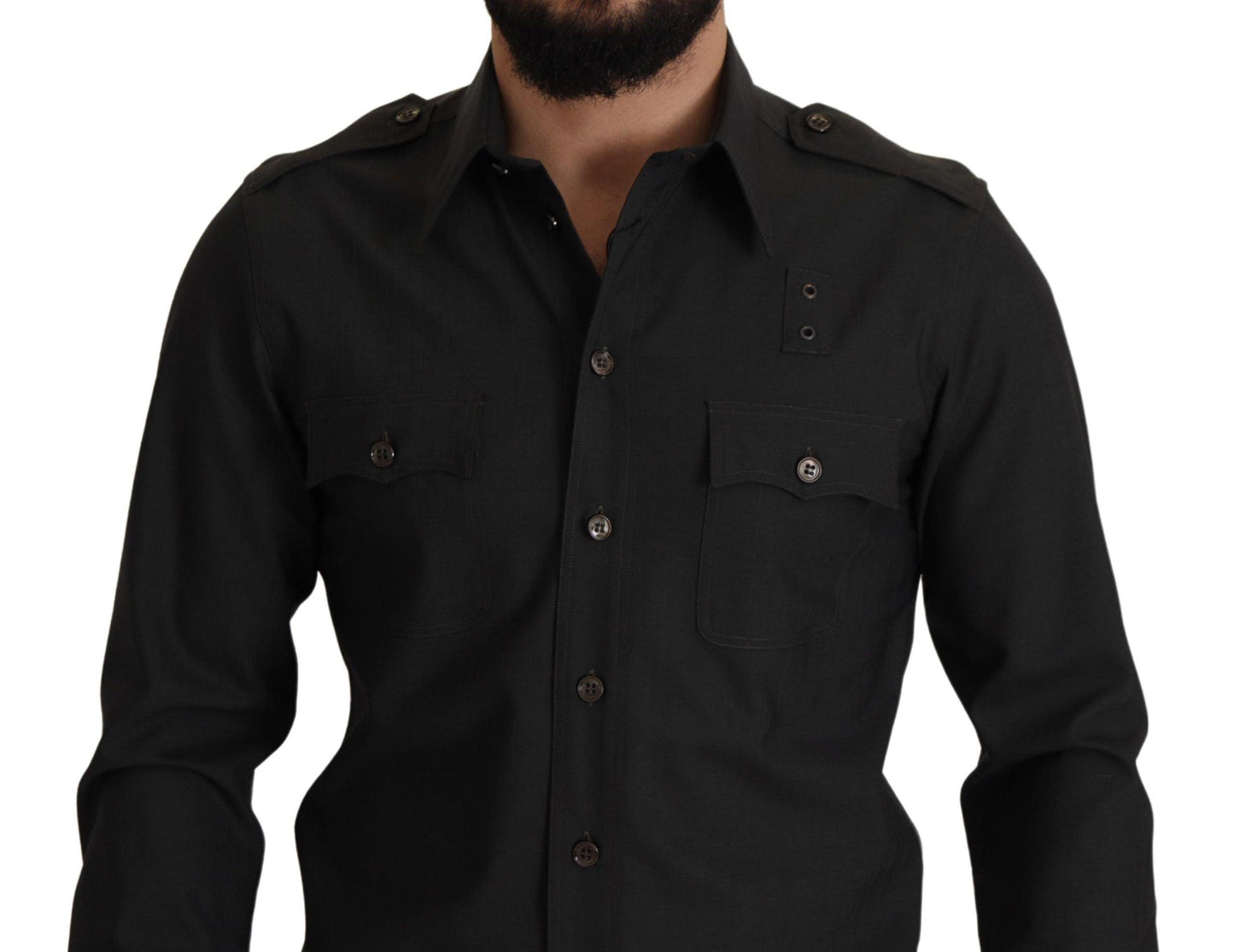 Dolce & Gabbana Elegant Slim Fit Dark Green Cotton Shirt - Arichezz.store