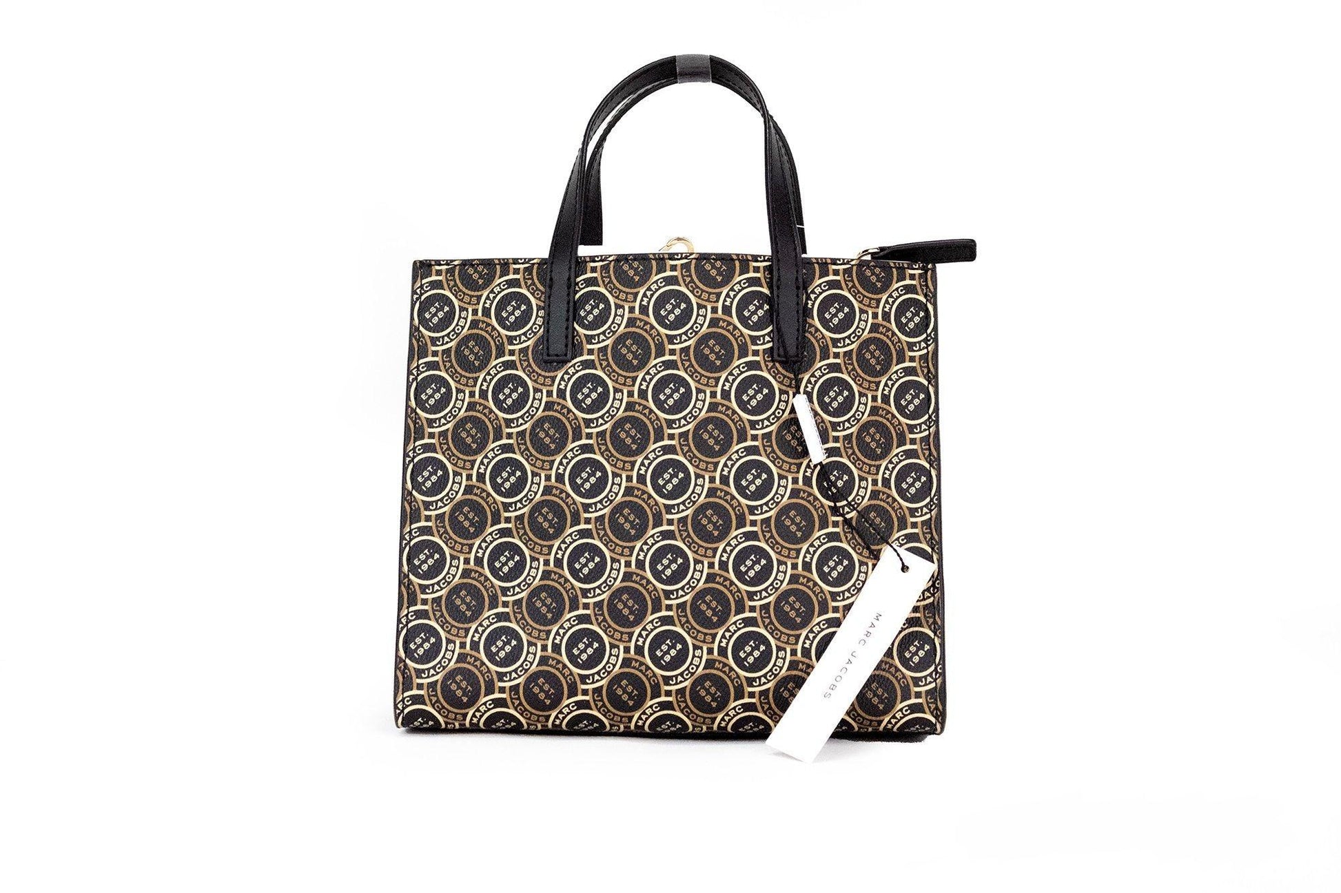 Marc Jacobs Mini Grind Signet Printed Leather Crossbody Tote Handbag Purse - Arichezz.store