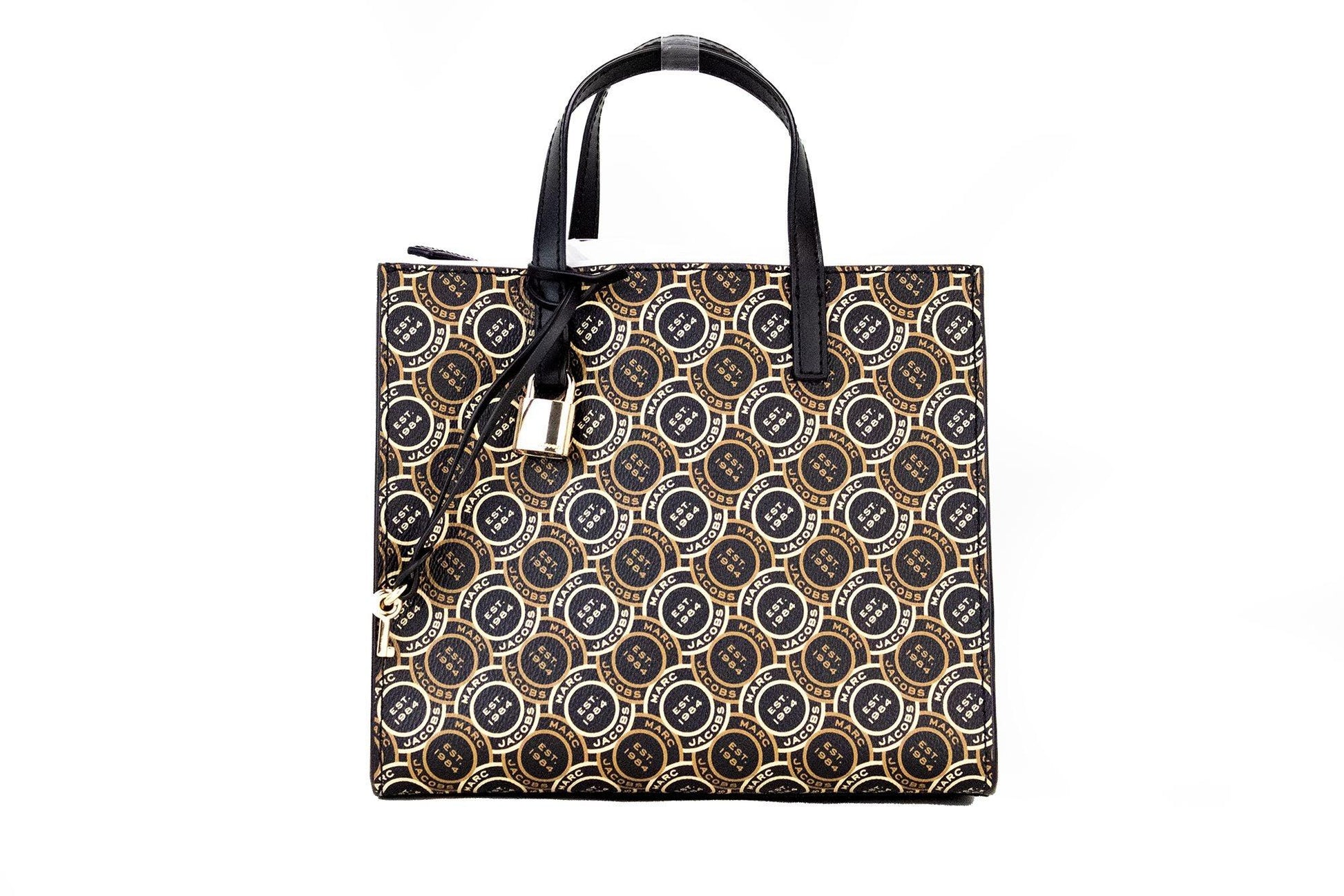 Marc Jacobs Mini Grind Signet Printed Leather Crossbody Tote Handbag Purse - Arichezz.store