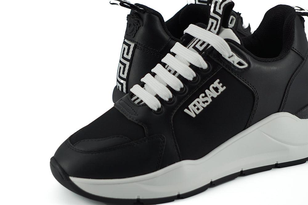 Versace Elegant Monochrome Leather Sneakers - Arichezz.store