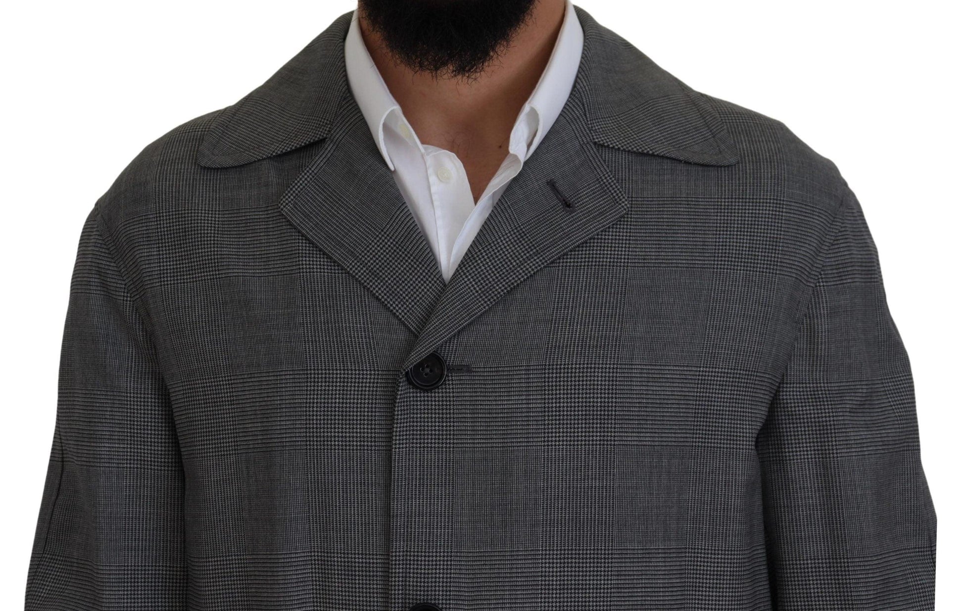 Dolce & Gabbana Elegant Gray Plaid Trench Coat - Arichezz.store