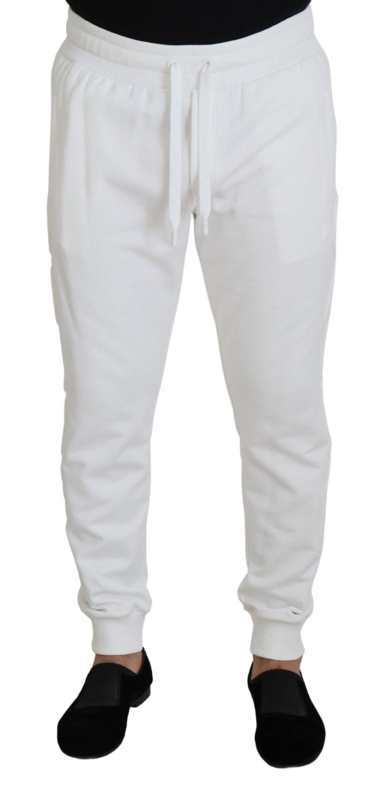 Dolce & Gabbana Elegant White Cotton Sweatpants - Arichezz.store