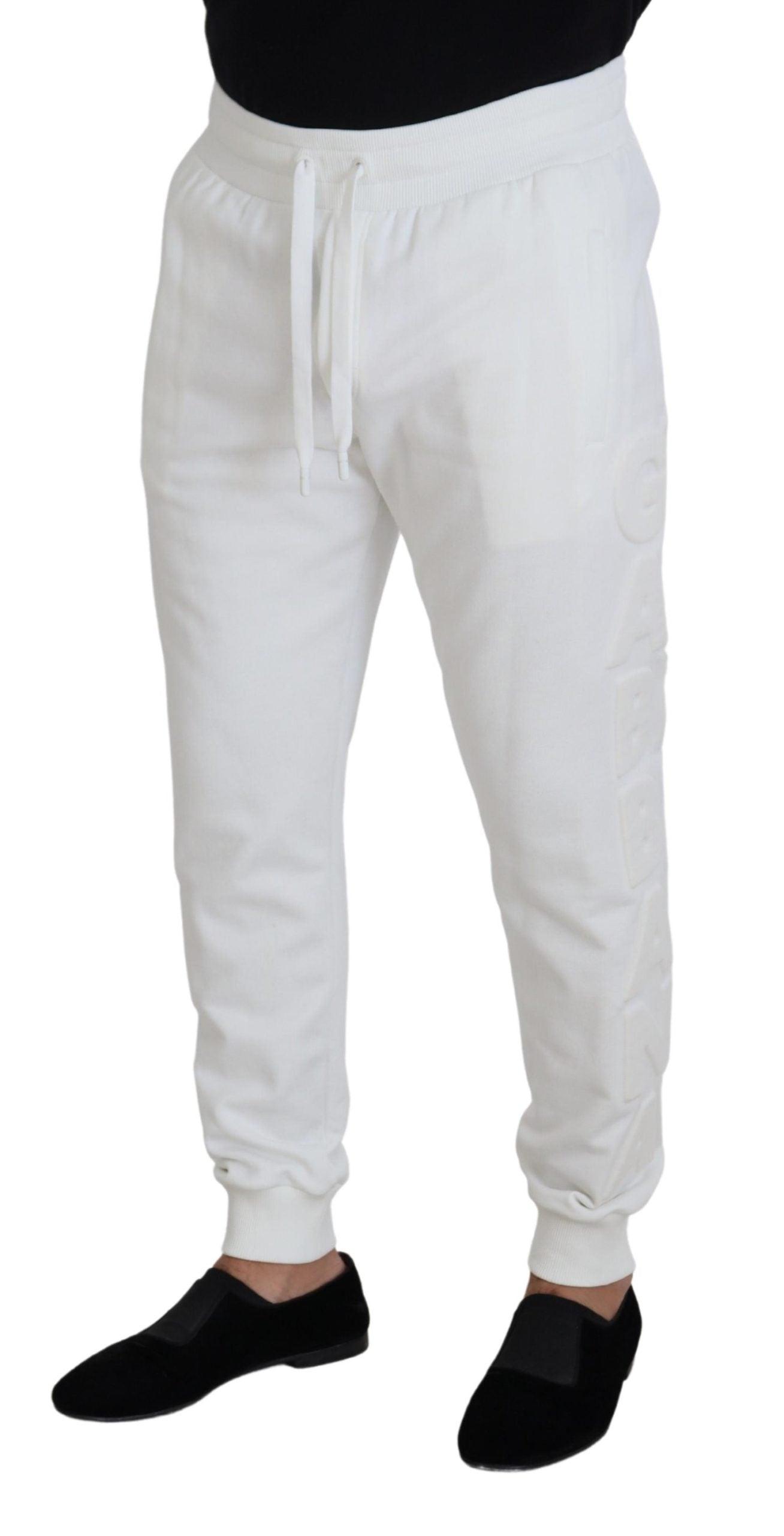 Dolce & Gabbana Elegant White Cotton Sweatpants - Arichezz.store