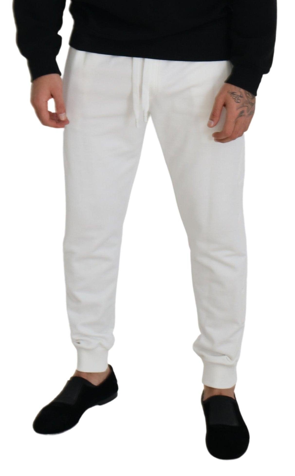 Dolce & Gabbana Elegant White Cotton Sweatpants - Arichezz.store