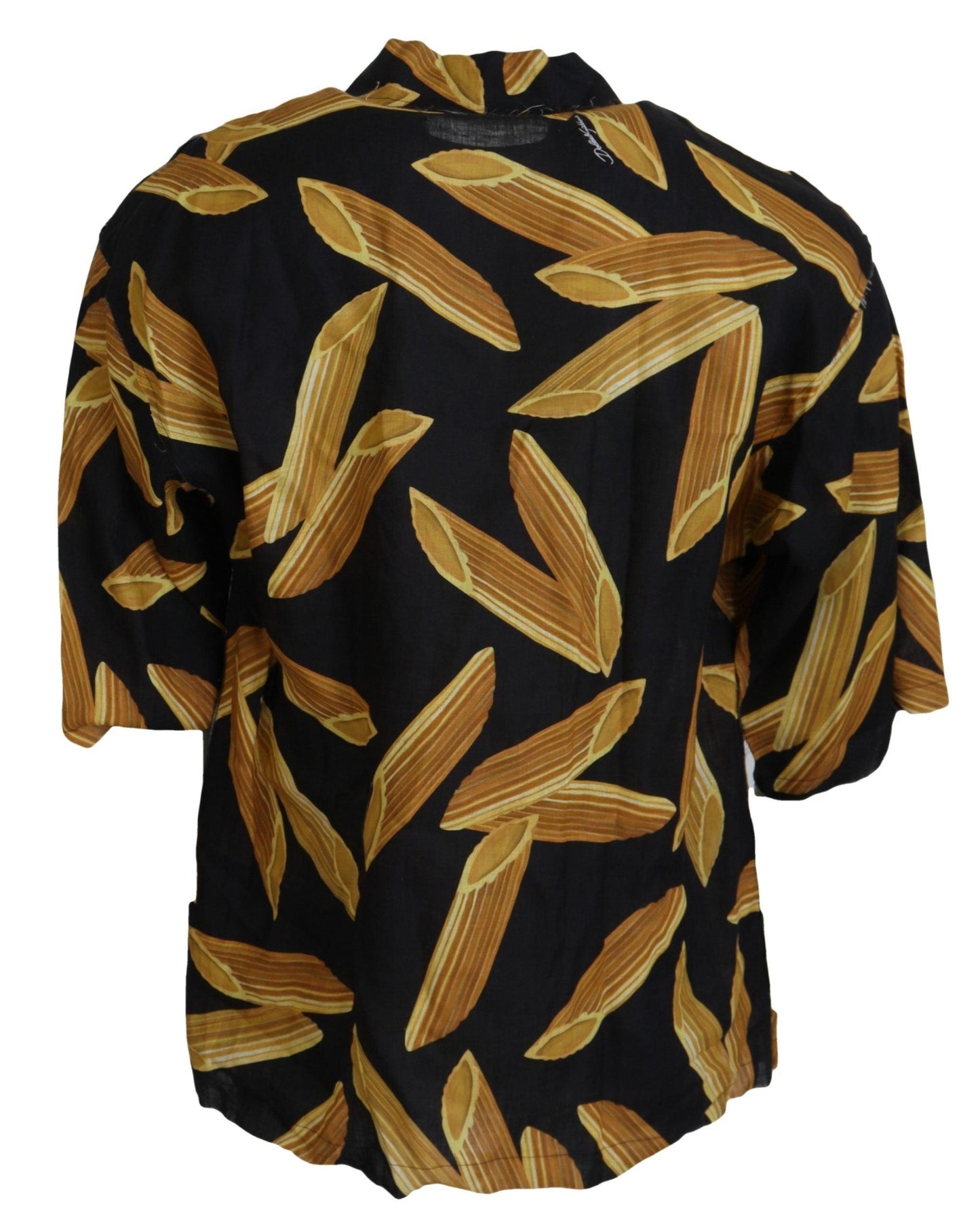 Dolce & Gabbana Black Linen Shirt with Penne Rigate Print - Arichezz.store