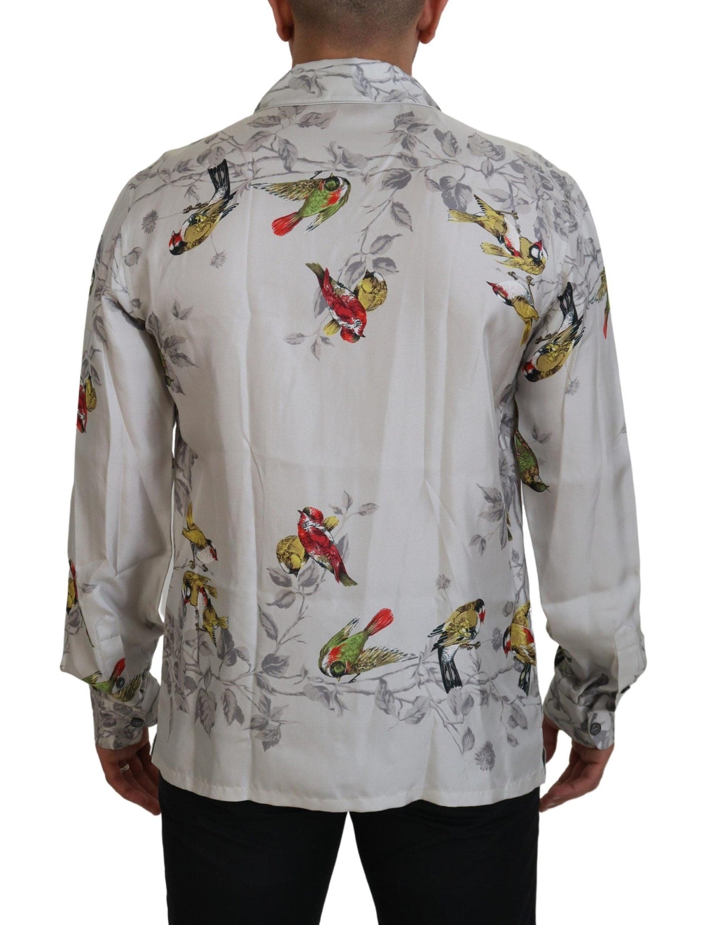 Dolce & Gabbana Elegant Silk Bird Print Casual Shirt - Arichezz.store