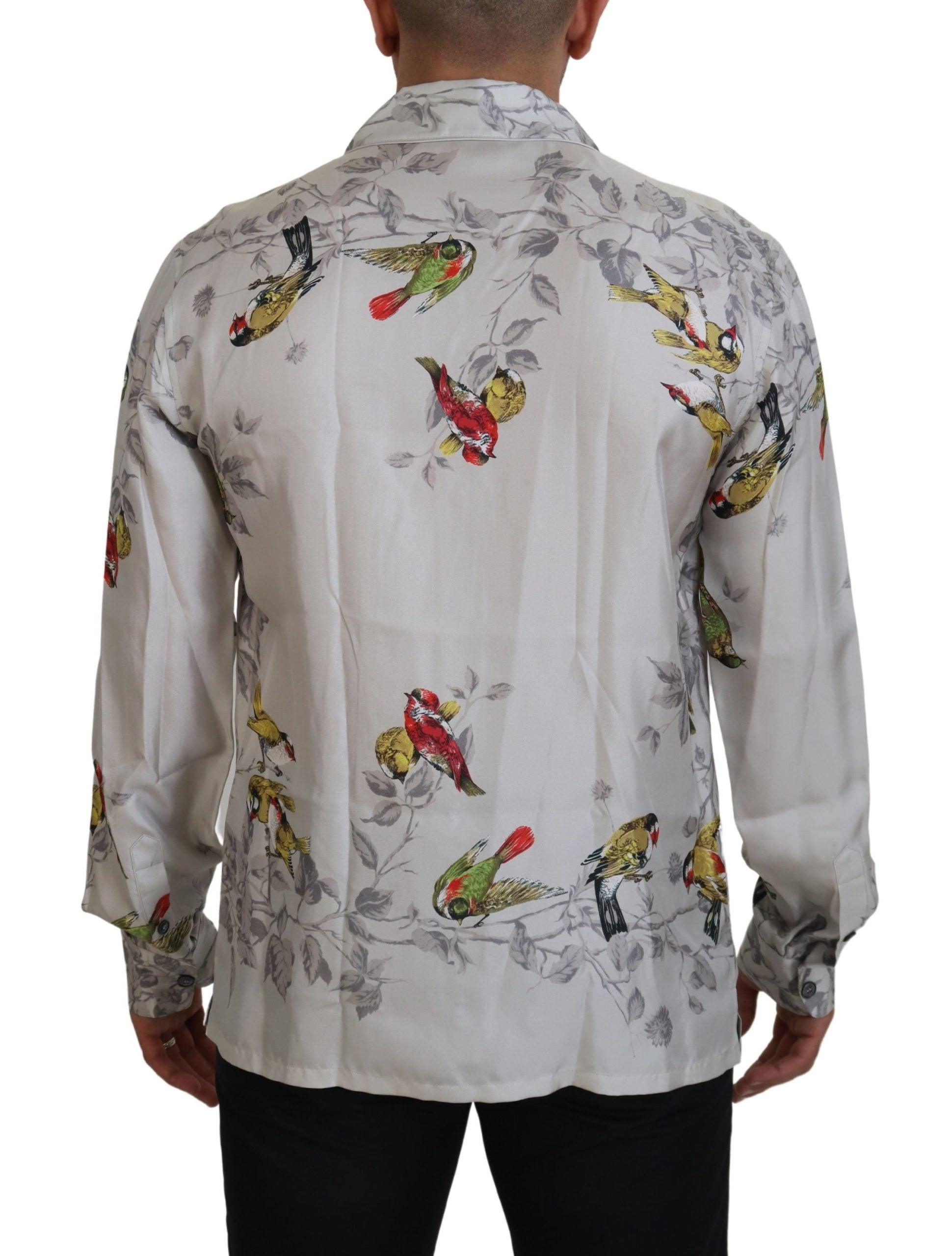 Dolce & Gabbana Elegant Silk Bird Print Casual Shirt - Arichezz.store