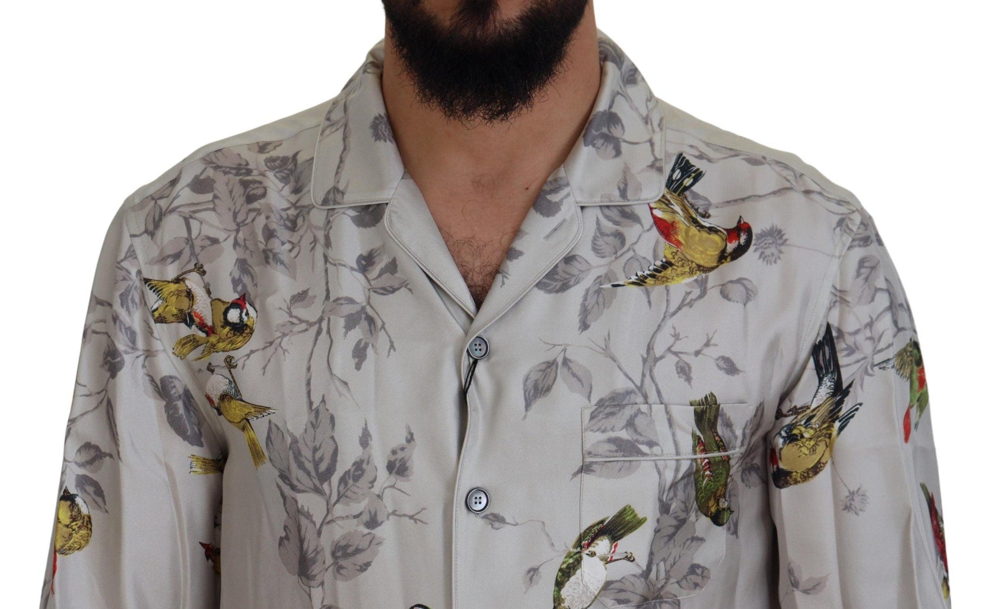 Dolce & Gabbana Elegant Silk Bird Print Casual Shirt - Arichezz.store