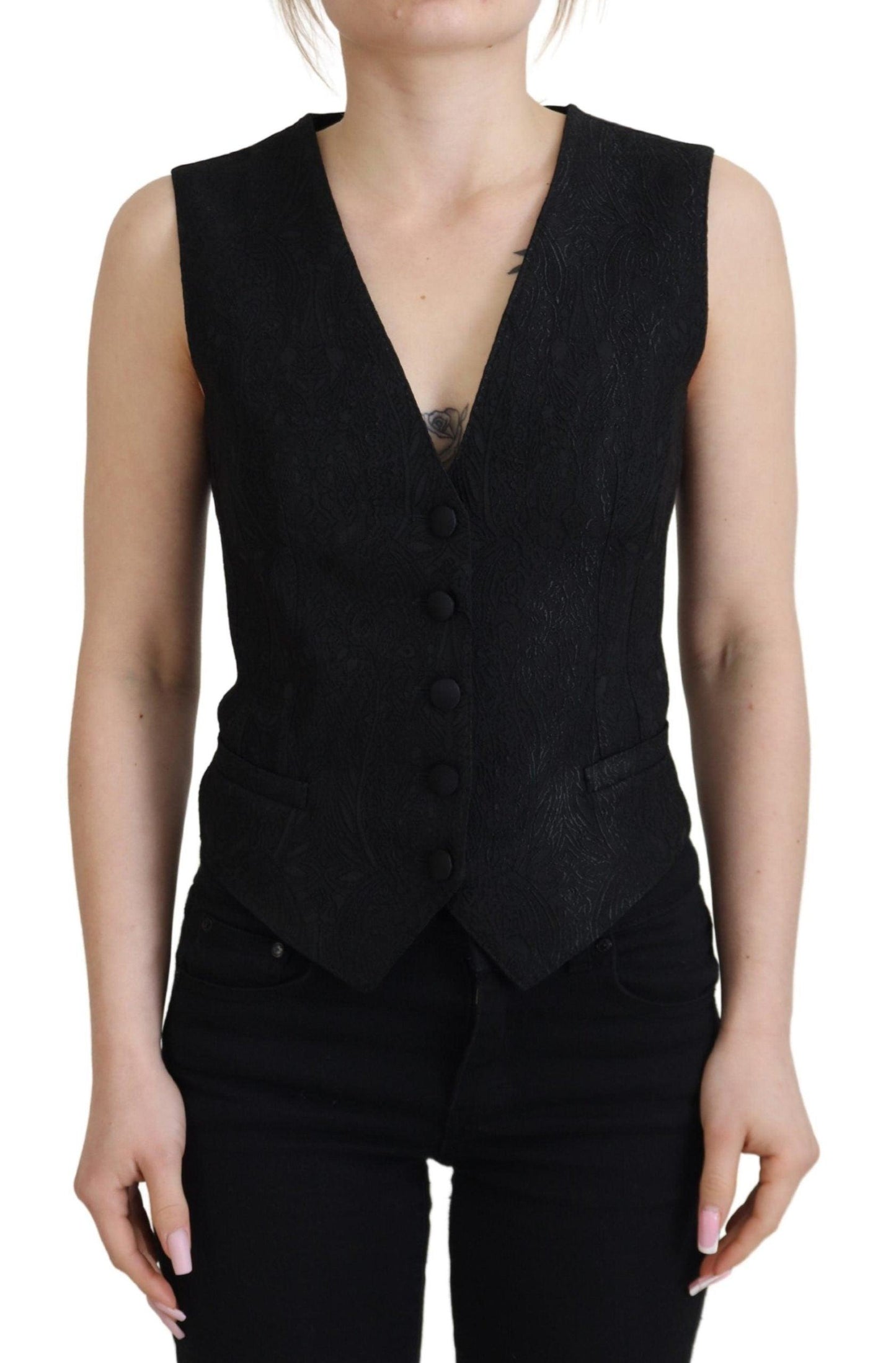 Dolce & Gabbana Black Silk Blend Waistcoat Vest - Arichezz.store