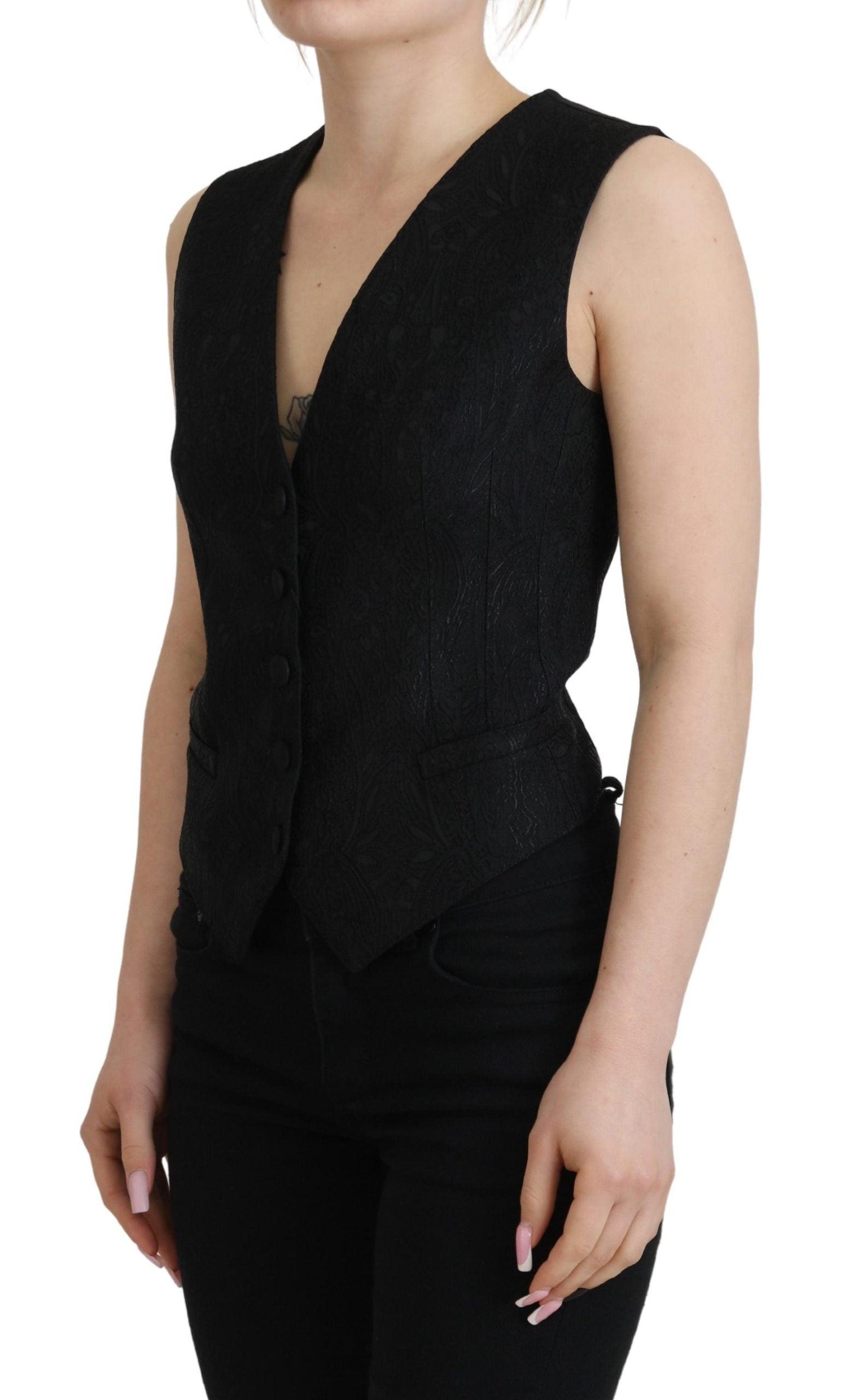 Dolce & Gabbana Black Silk Blend Waistcoat Vest - Arichezz.store