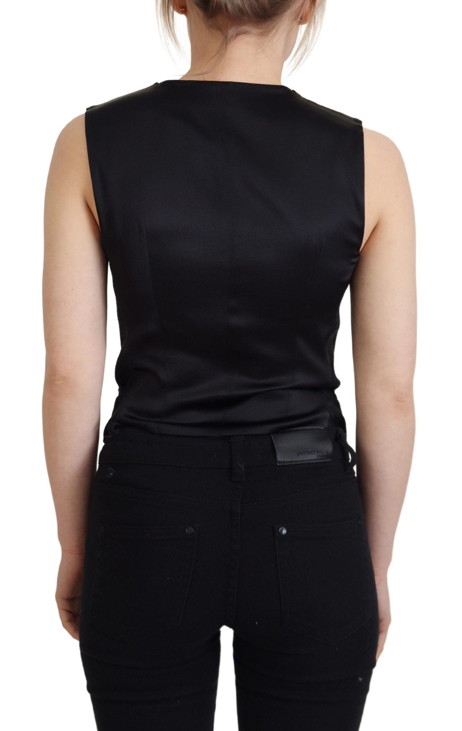 Dolce & Gabbana Black Silk Blend Waistcoat Vest - Arichezz.store