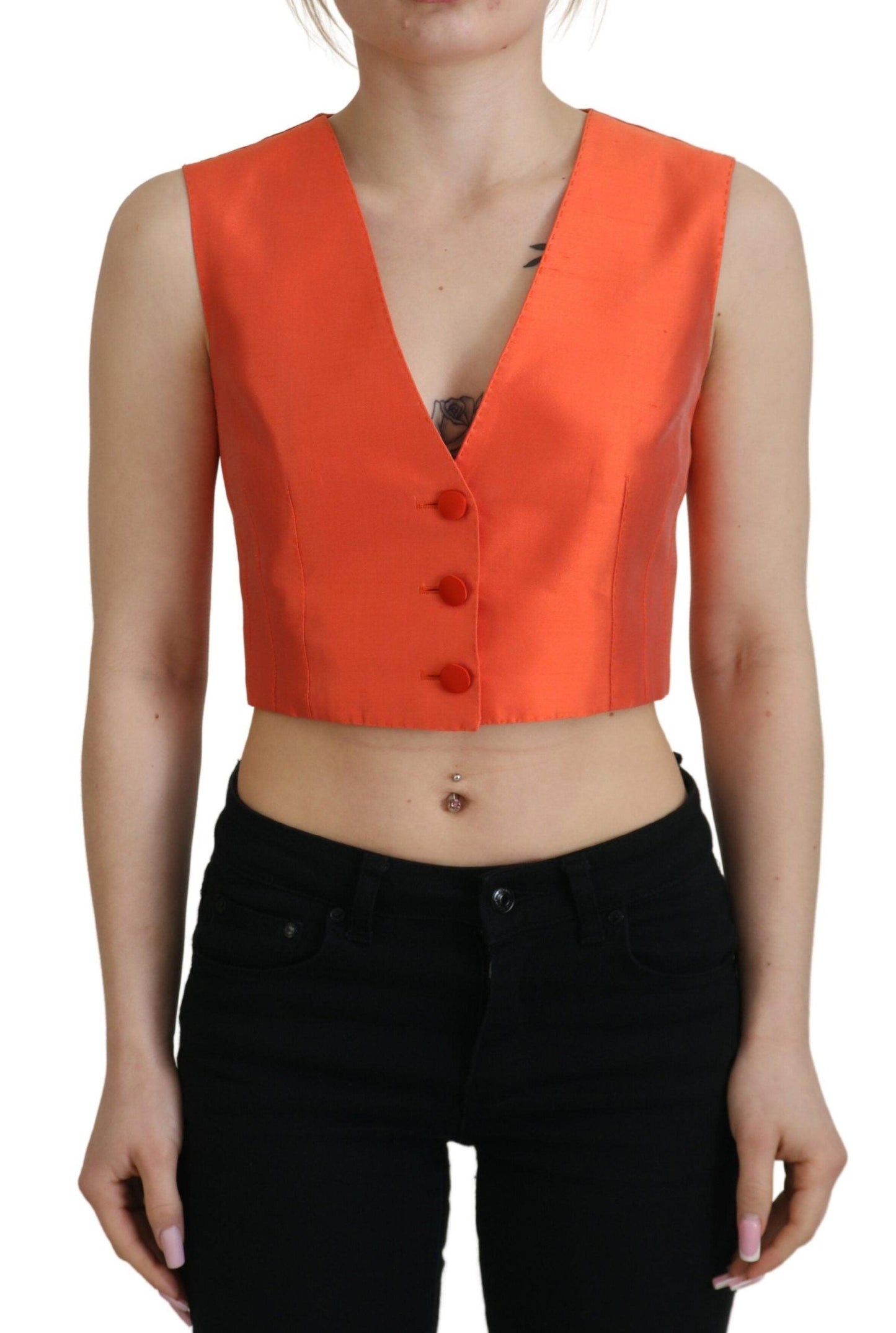 Dolce & Gabbana Elegant Orange Silk Waistcoat - Arichezz.store