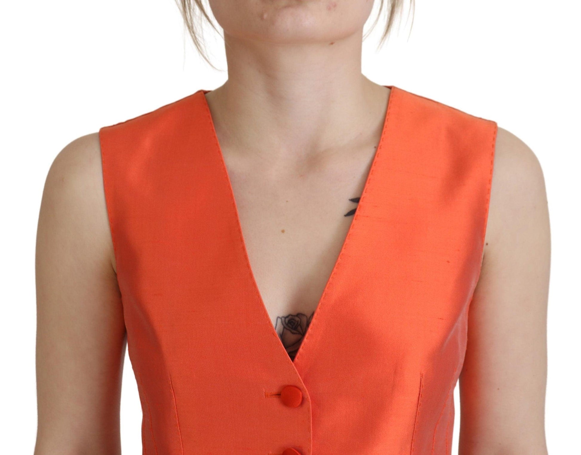 Dolce & Gabbana Elegant Orange Silk Waistcoat - Arichezz.store