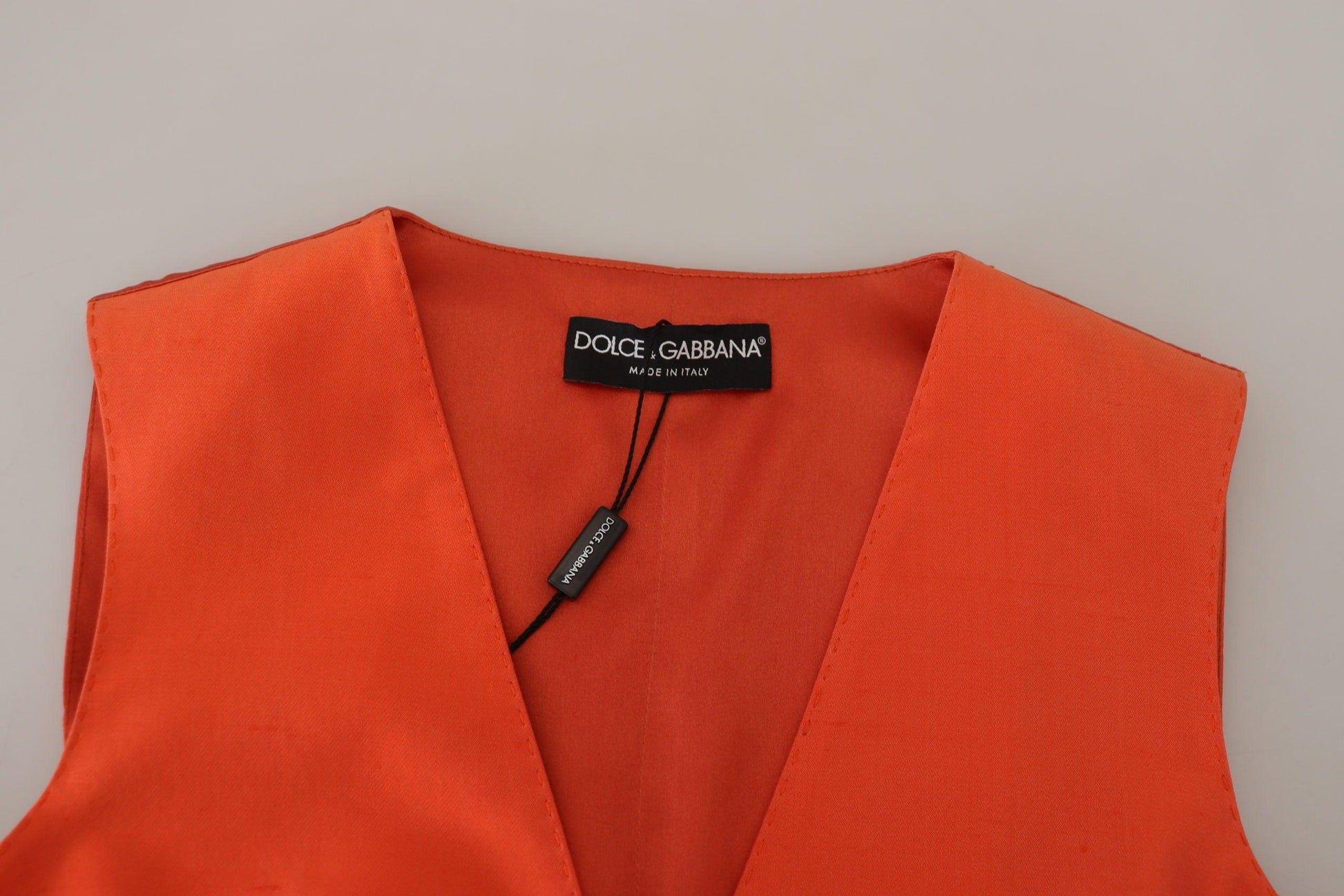 Dolce & Gabbana Elegant Orange Silk Waistcoat - Arichezz.store