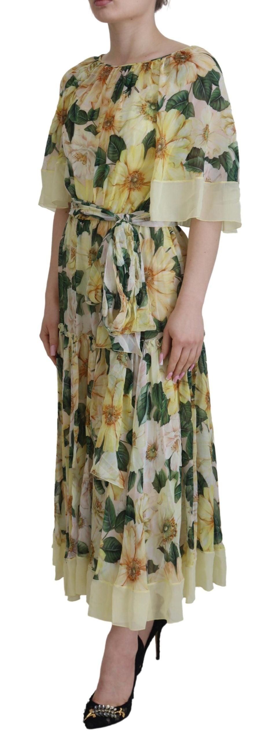 Dolce & Gabbana Floral Silk Pleated Maxi Dress - Arichezz.store