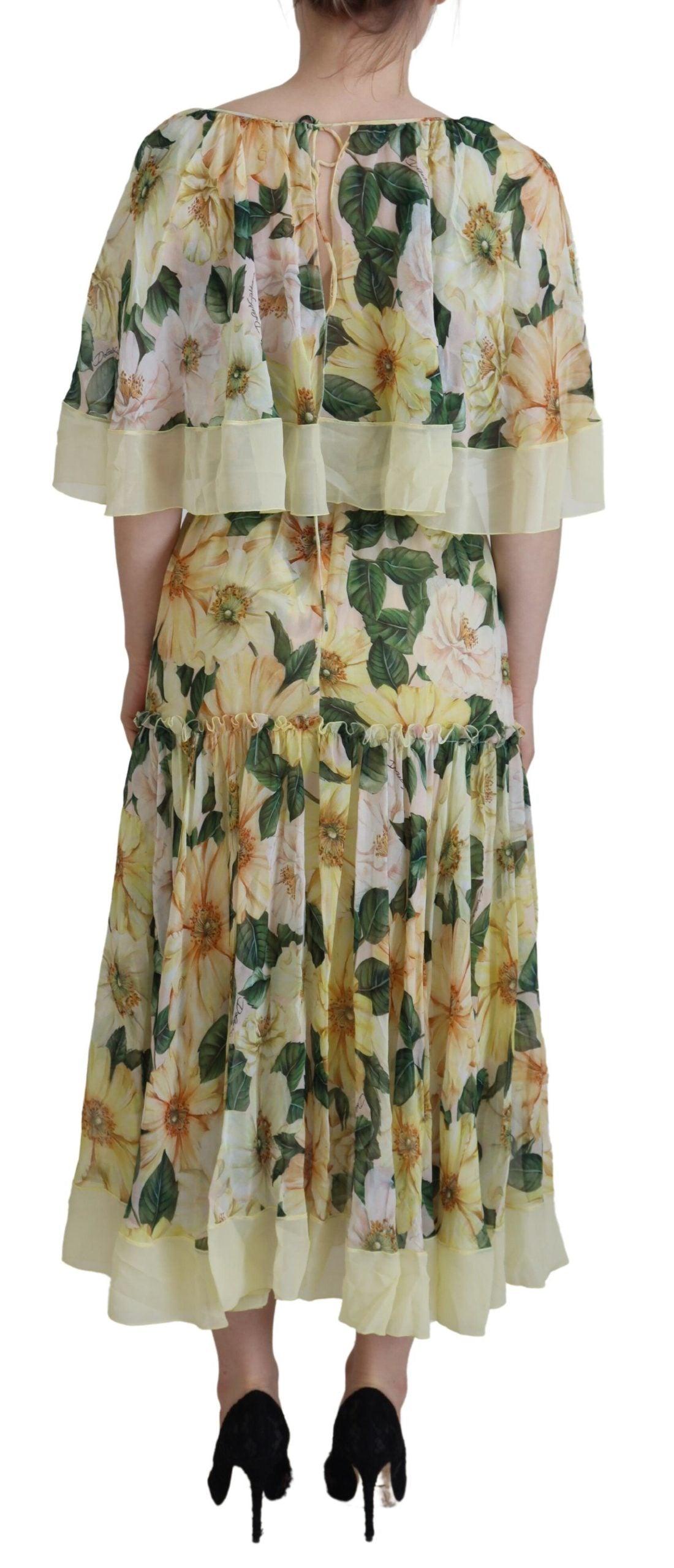 Dolce & Gabbana Floral Silk Pleated Maxi Dress - Arichezz.store