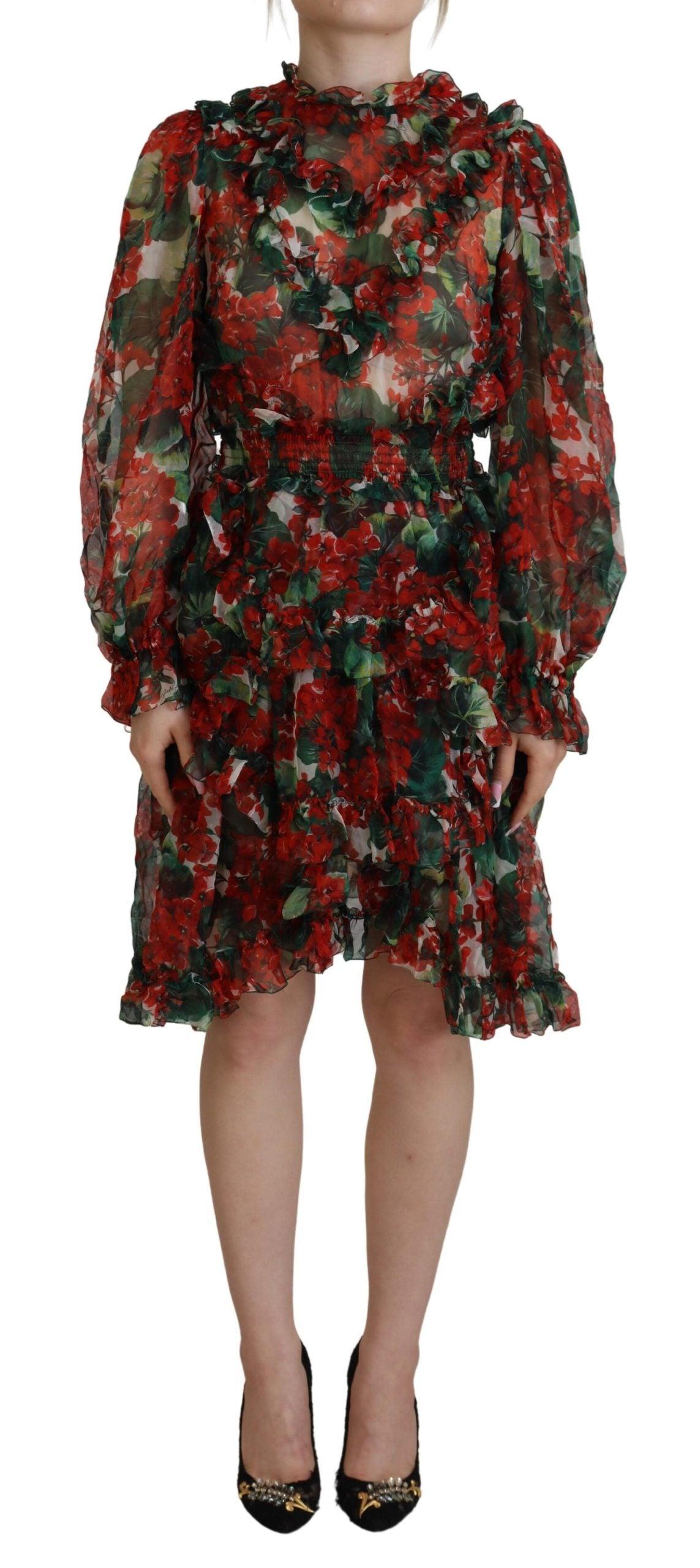 Dolce & Gabbana Elegant Multicolor A-Line Silk Dress - Arichezz.store