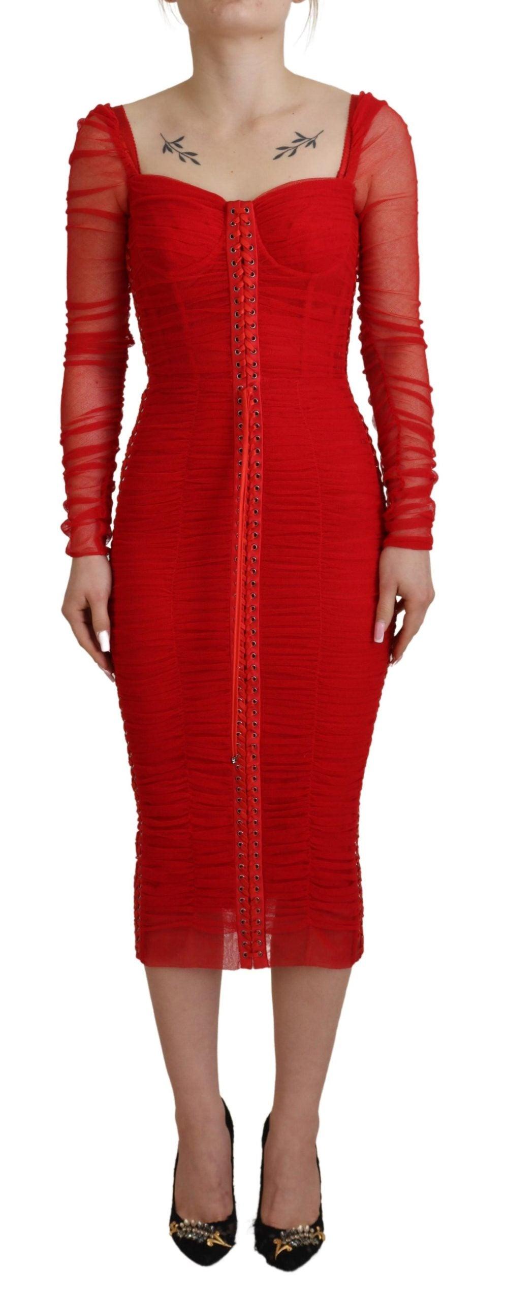 Dolce & Gabbana Elegant Red Bodycon Sheath Dress - Arichezz.store