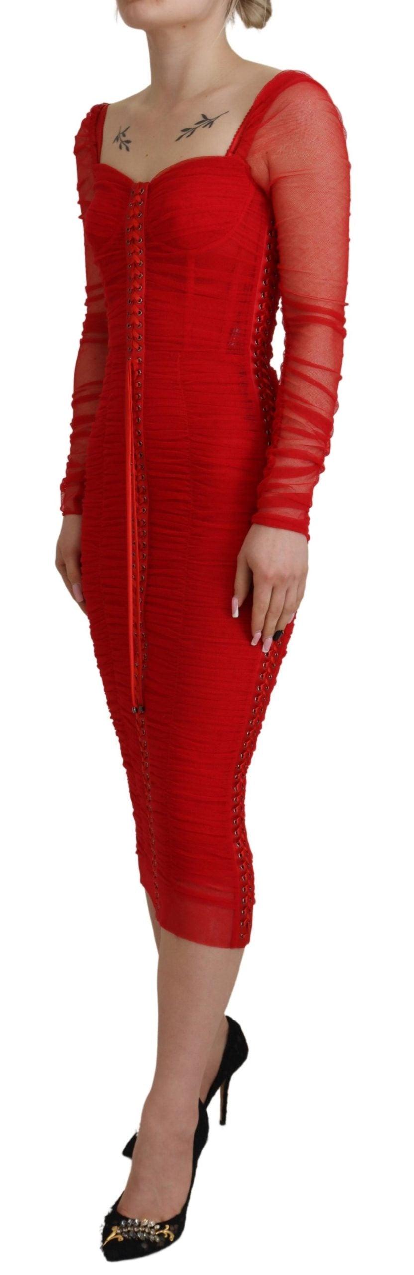 Dolce & Gabbana Elegant Red Bodycon Sheath Dress - Arichezz.store