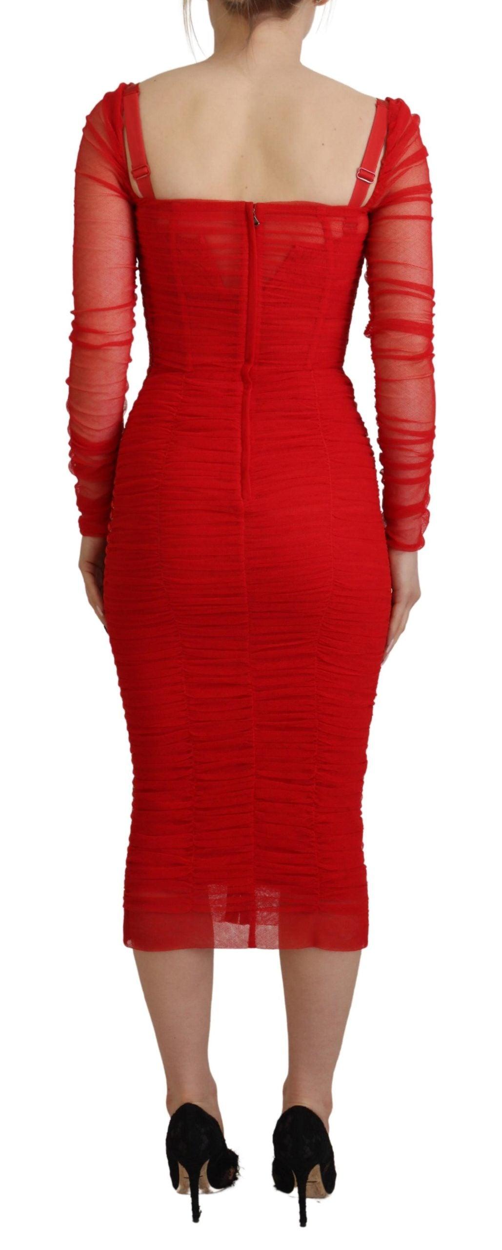 Dolce & Gabbana Elegant Red Bodycon Sheath Dress - Arichezz.store