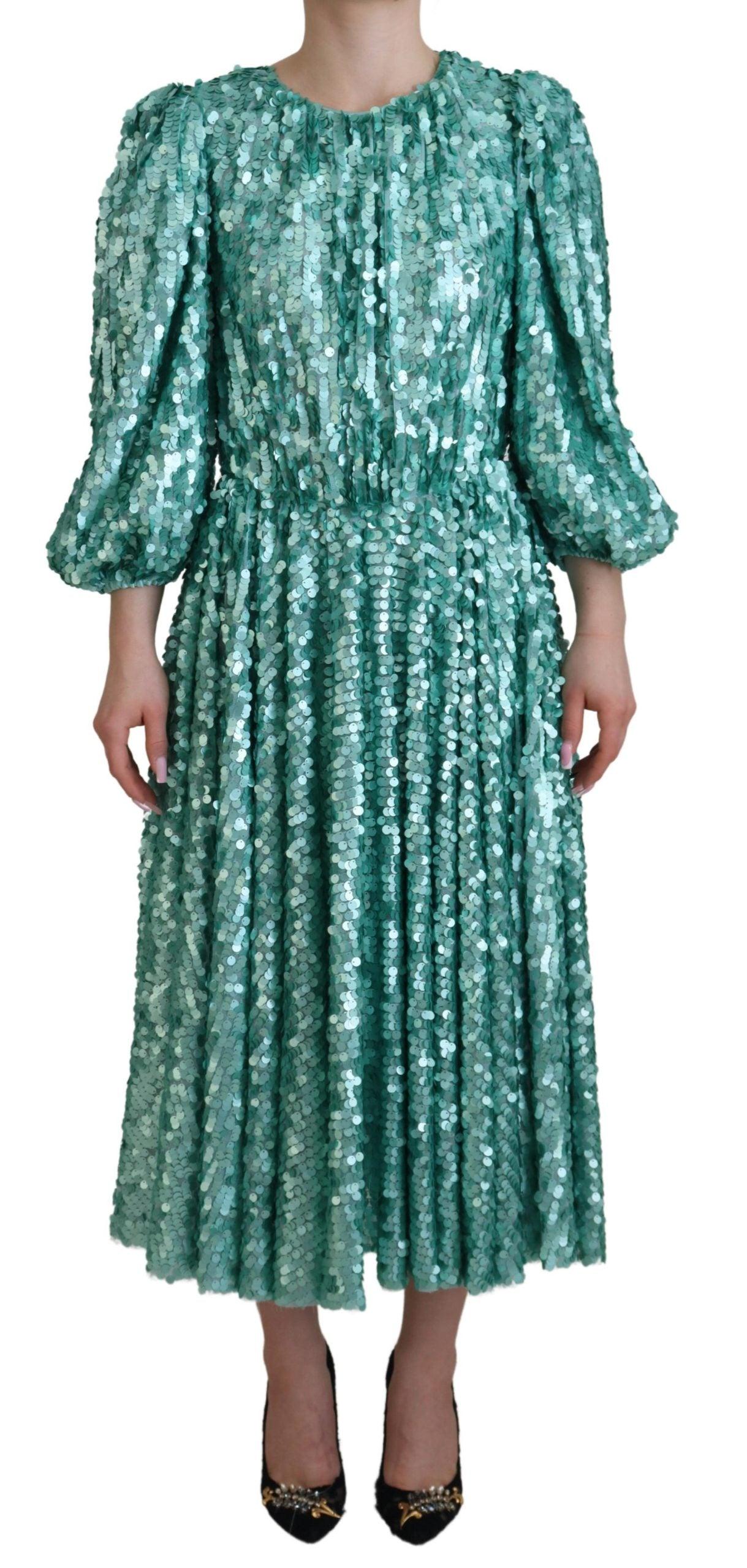 Dolce & Gabbana Elegant Sequined A-Line Midi Dress - Arichezz.store