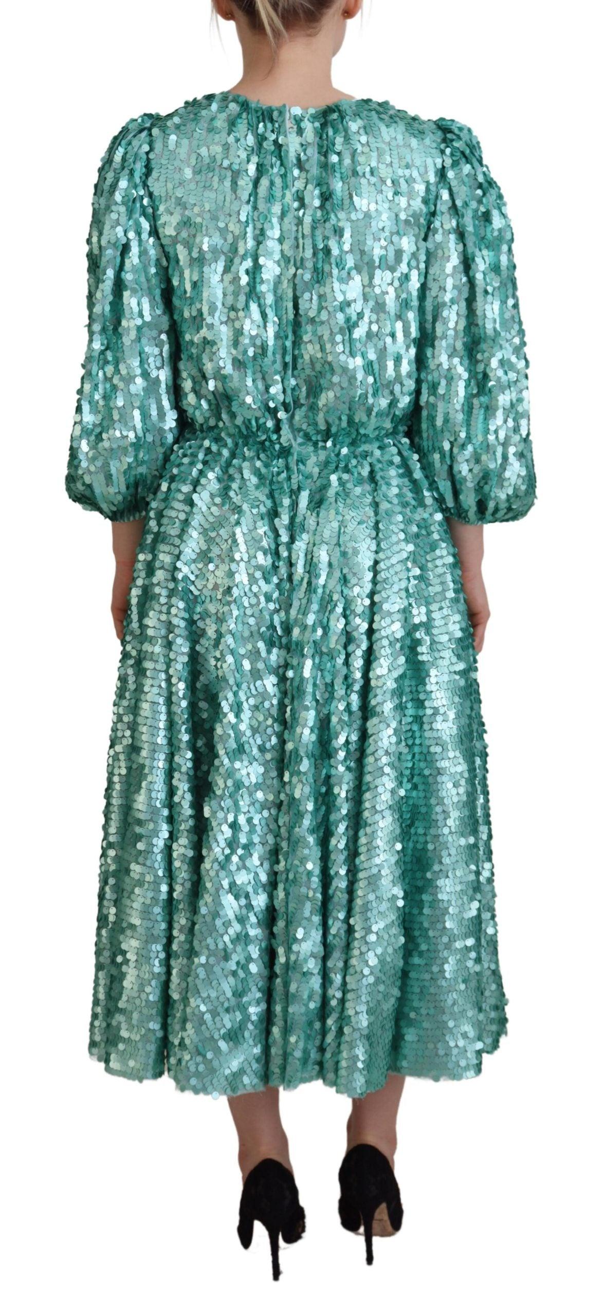 Dolce & Gabbana Elegant Sequined A-Line Midi Dress - Arichezz.store