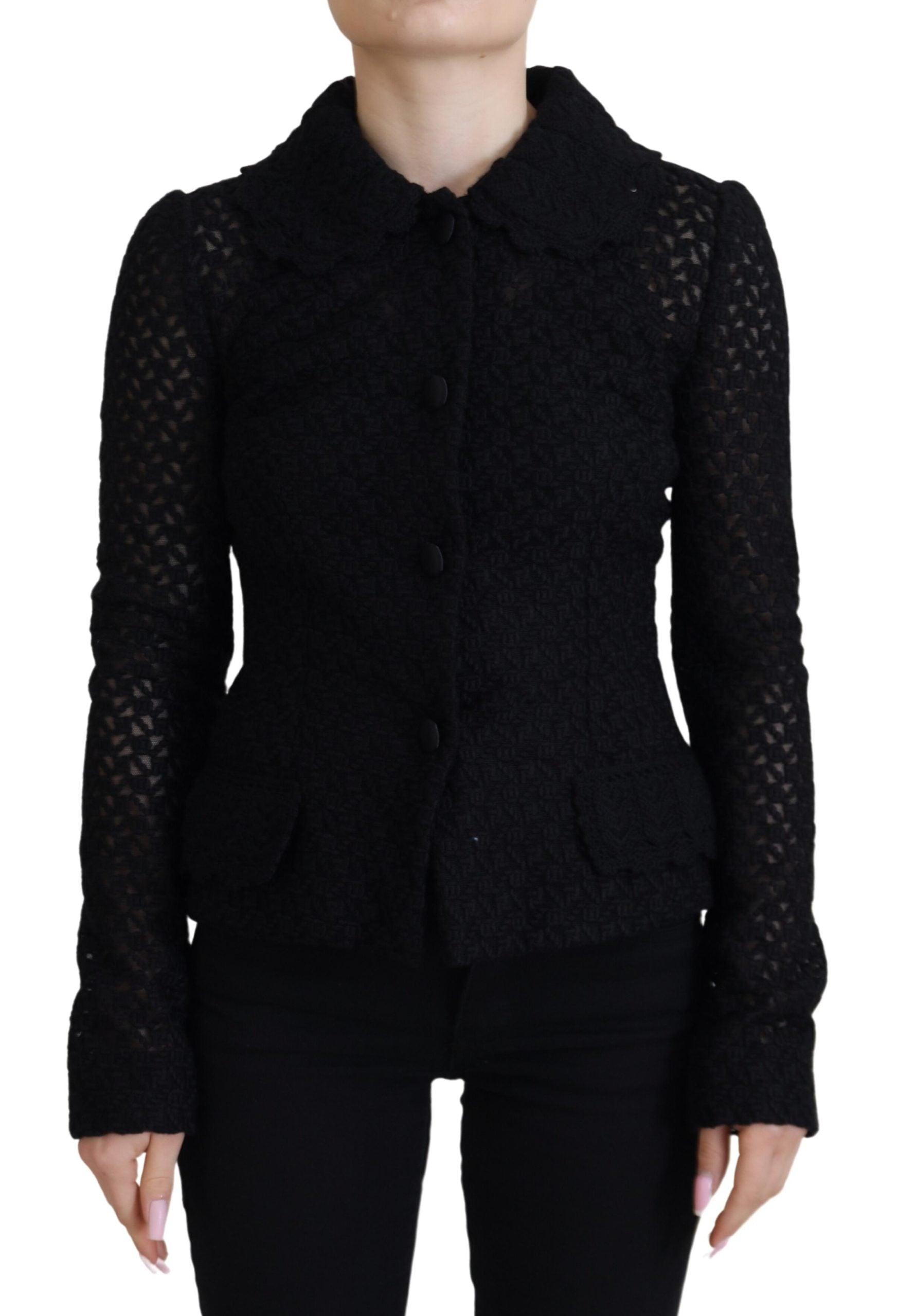 Dolce & Gabbana Black Wool Blend Button Down Jacket - Arichezz.store