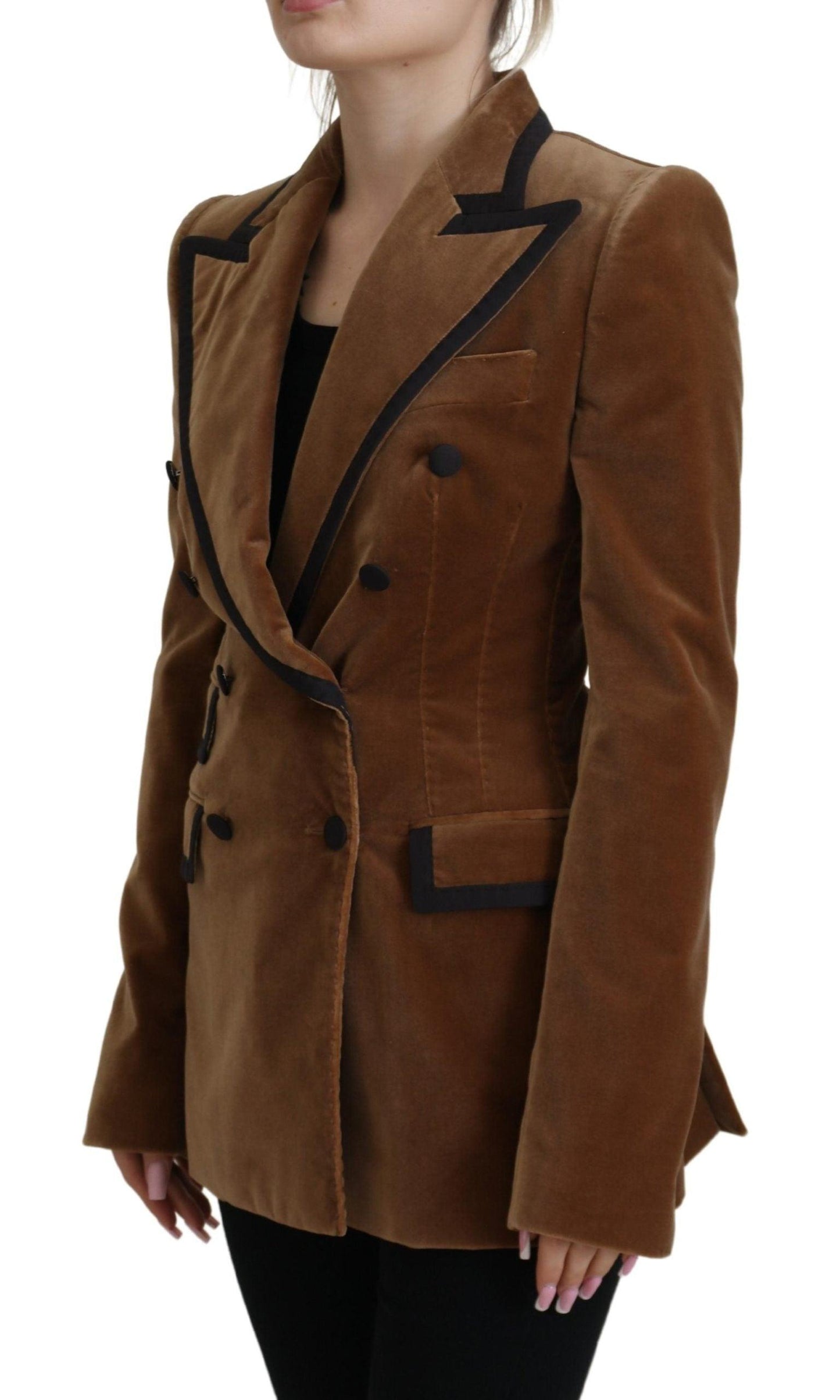 Dolce & Gabbana Elegant Double Breasted Brown Blazer Jacket - Arichezz.store