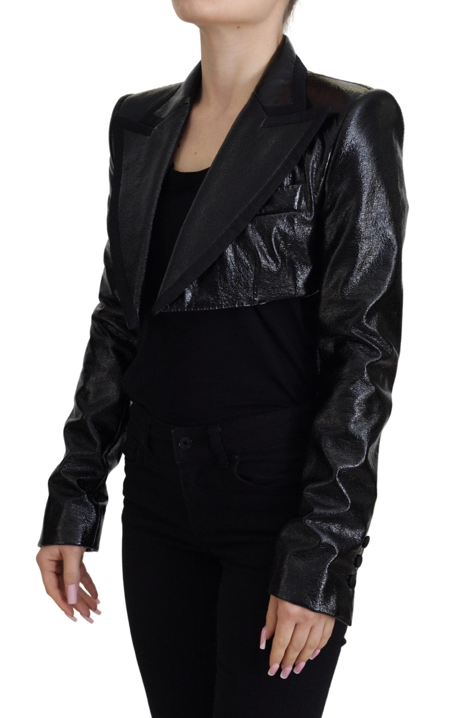 Dolce & Gabbana Elegant Cropped Black Jacket - Arichezz.store