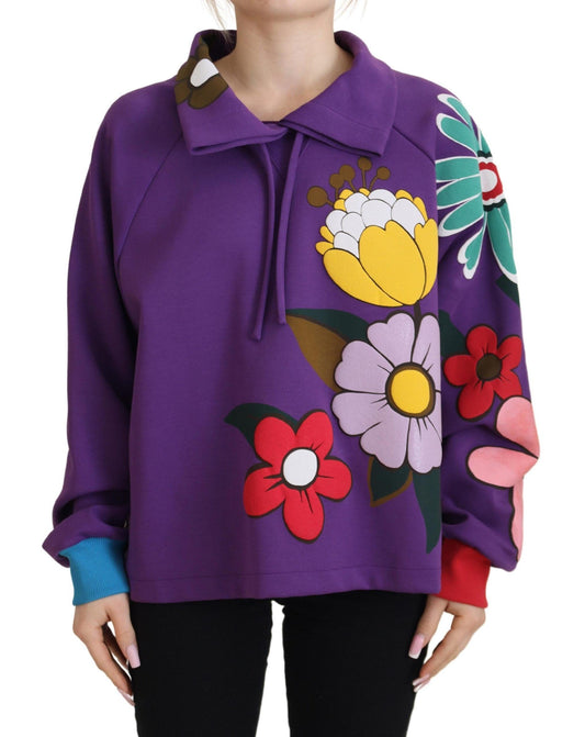 Dolce & Gabbana Elegant Purple Floral Pullover Sweater - Arichezz.store