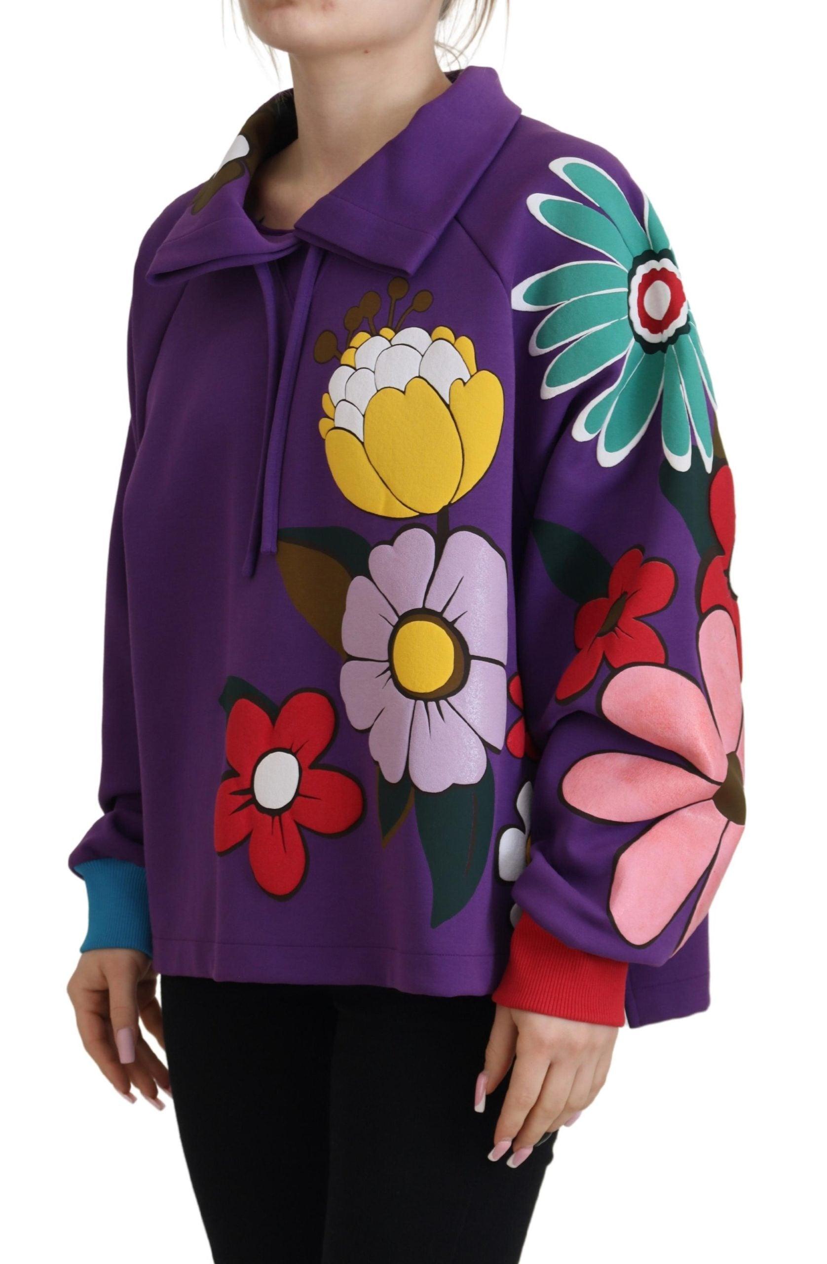 Dolce & Gabbana Elegant Purple Floral Pullover Sweater - Arichezz.store