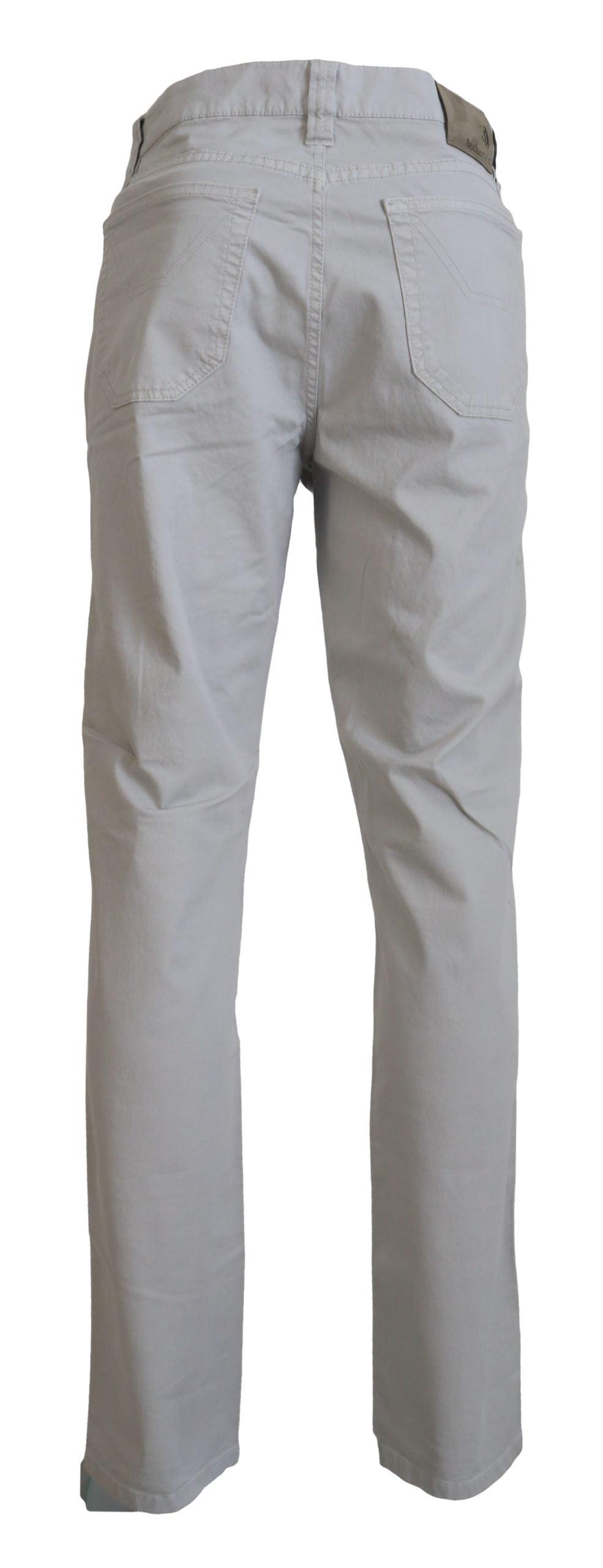 Jeckerson Elegant Gray Cotton Blend Pants - Arichezz.store