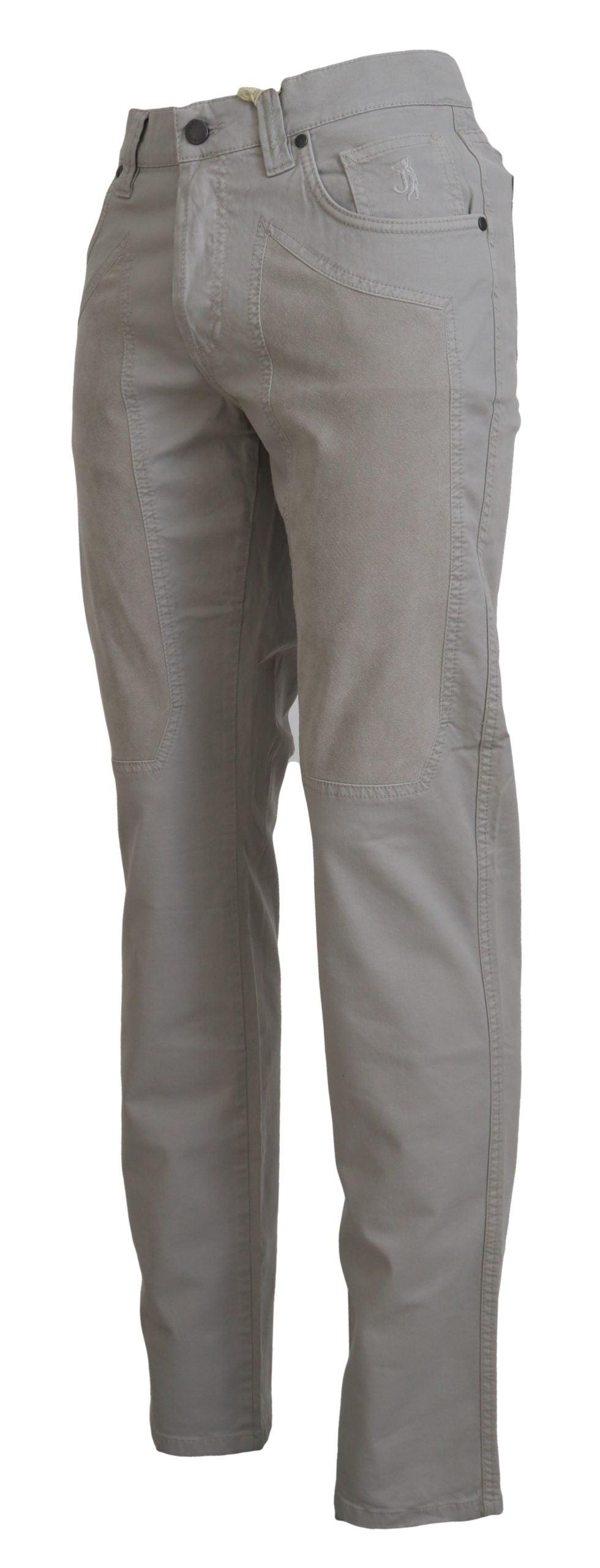 Jeckerson Elegant Gray Cotton Blend Pants - Arichezz.store