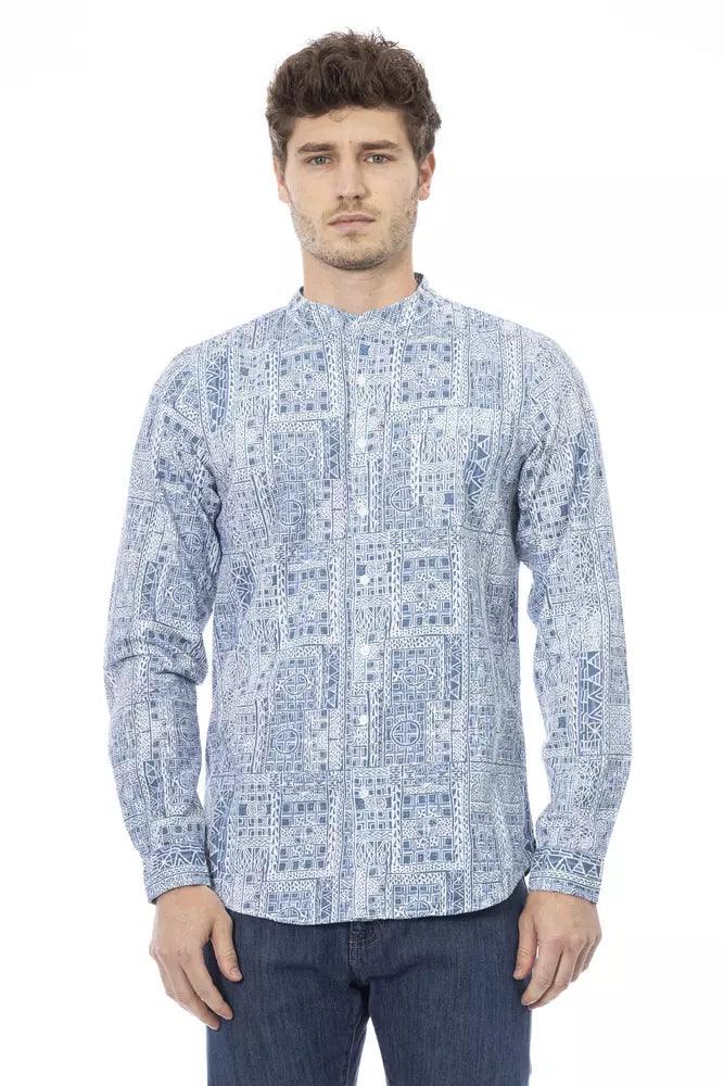 Baldinini Trend Light Blue Cotton Men Shirt - Arichezz.store