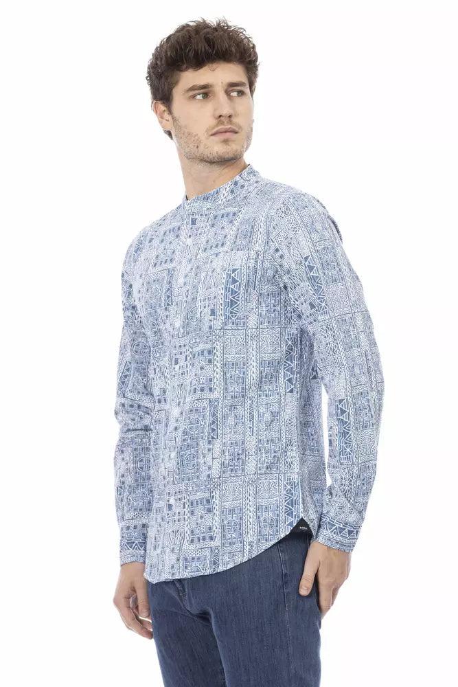 Baldinini Trend Light Blue Cotton Men Shirt - Arichezz.store