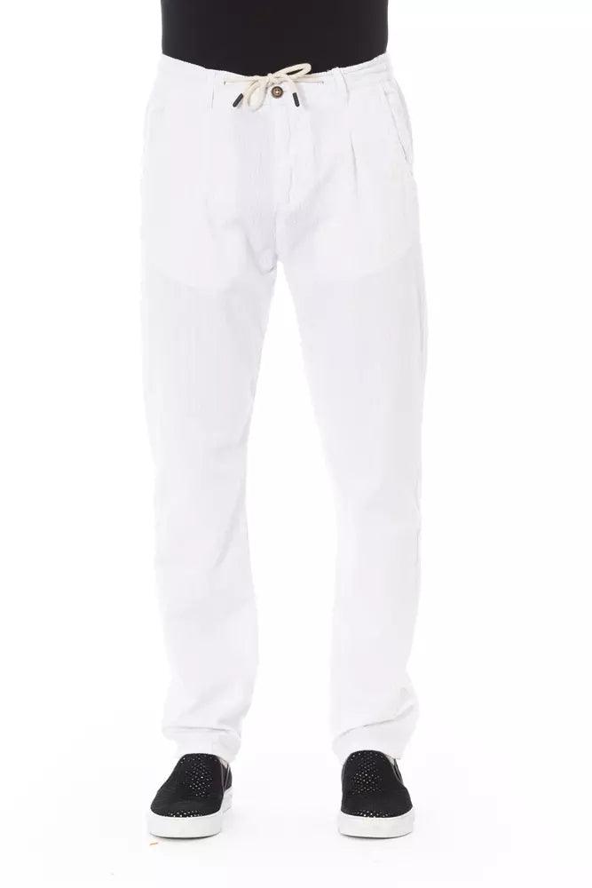 Baldinini Trend White Cotton Men Chino Pants - Arichezz.store