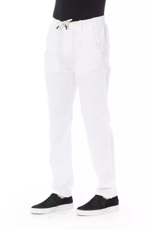 Baldinini Trend White Cotton Men Chino Pants - Arichezz.store