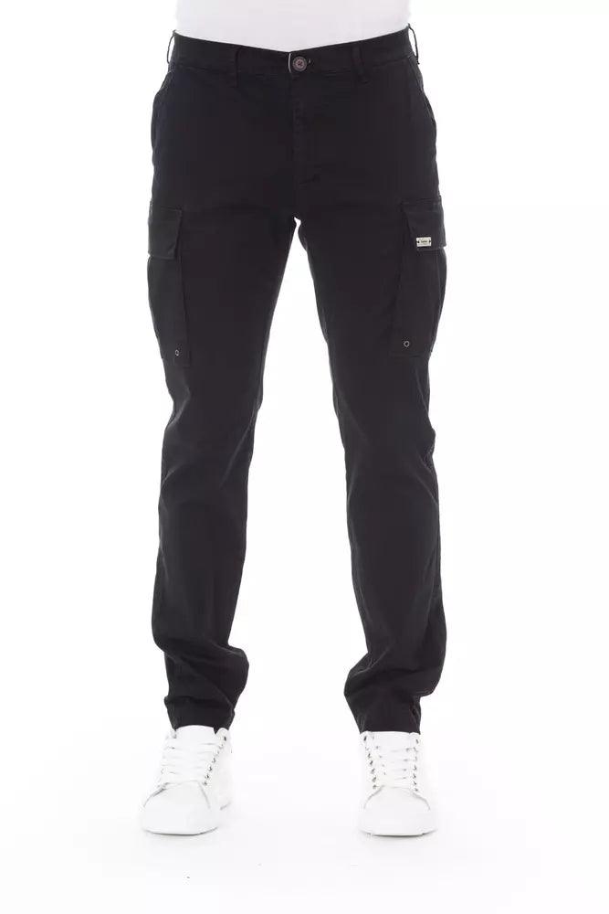 Baldinini Trend Sleek Black Cargo Trousers - Stretch Cotton Blend - Arichezz.store