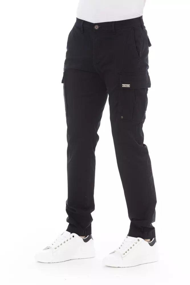 Baldinini Trend Black Cotton Men Cargo Trouser - Arichezz.store