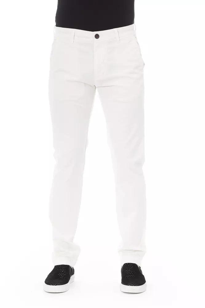 Baldinini Trend White Cotton Men Chino Pants - Arichezz.store