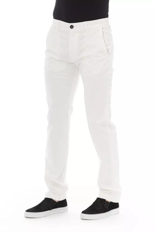 Baldinini Trend White Cotton Men Chino Pants - Arichezz.store