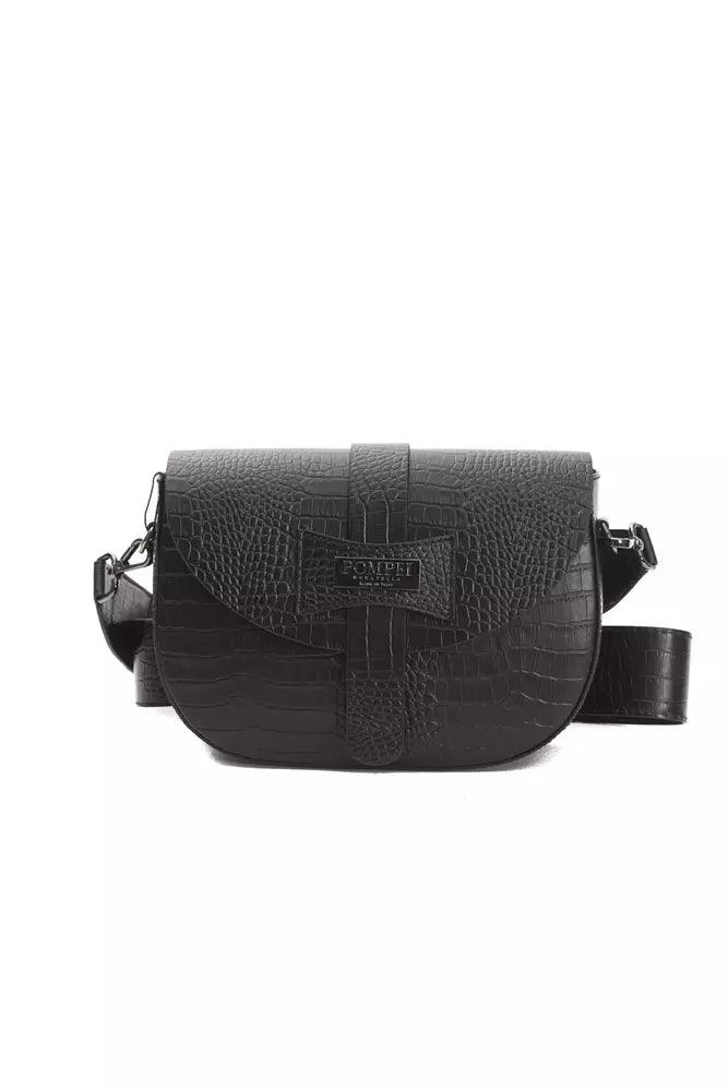 Pompei Donatella Black Leather Women Crossbody Bag - Arichezz.store