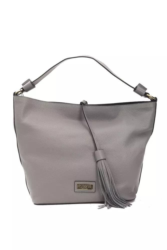 Pompei Donatella Gray Leather Women Shoulder Bag - Arichezz.store