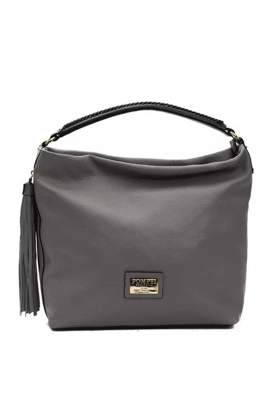 Pompei Donatella Gray Leather Women Shoulder Bag - Arichezz.store