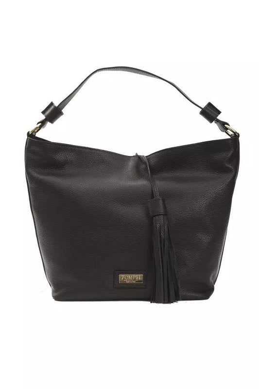 Pompei Donatella Black Leather Women Shoulder Bag - Arichezz.store