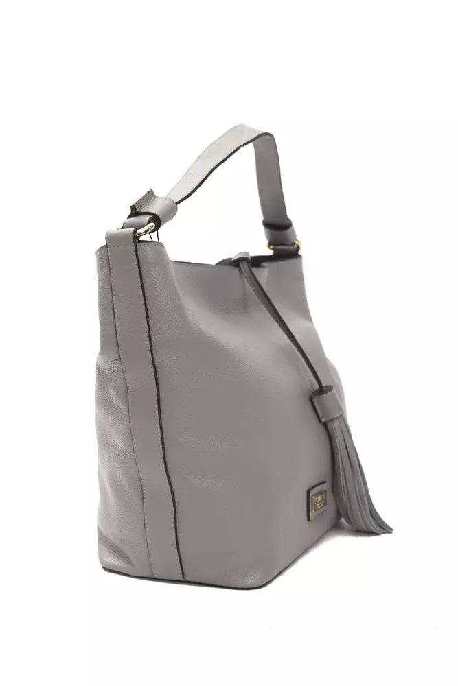 Pompei Donatella Gray Leather Women Shoulder Bag - Arichezz.store