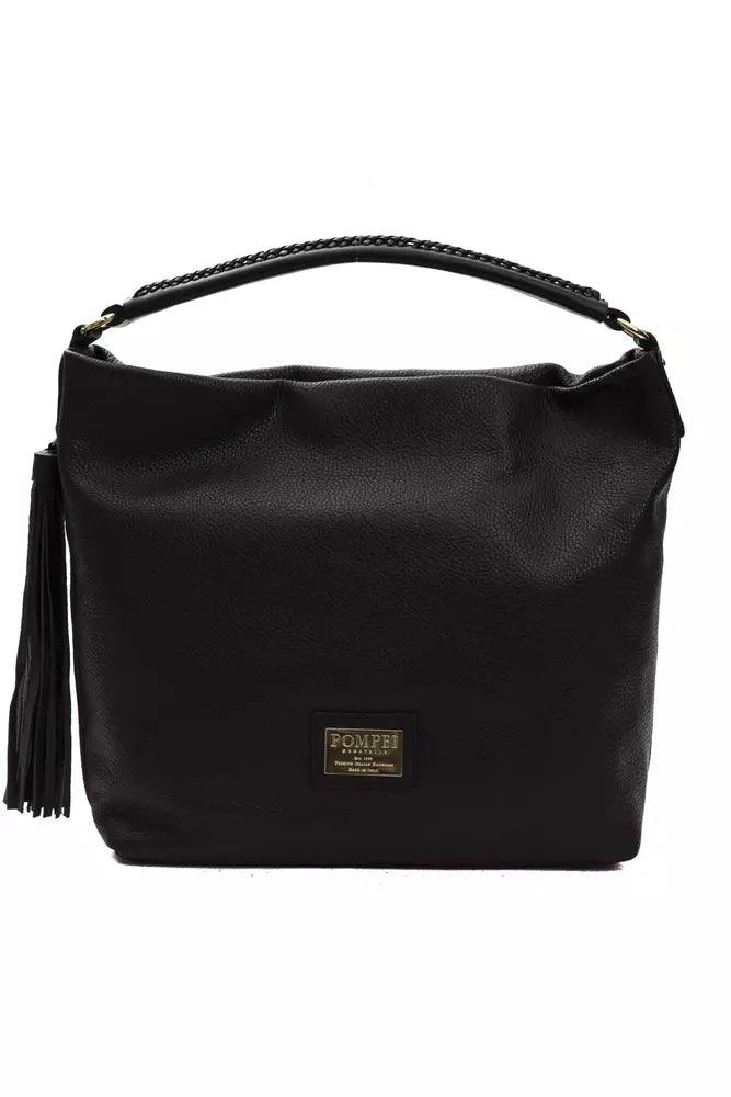 Pompei Donatella Black Leather Women Shoulder Bag - Arichezz.store